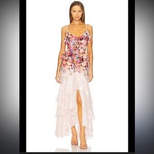 NWT Elliatt Perla Floral Jacquard Ruffle Tiered Dress XS